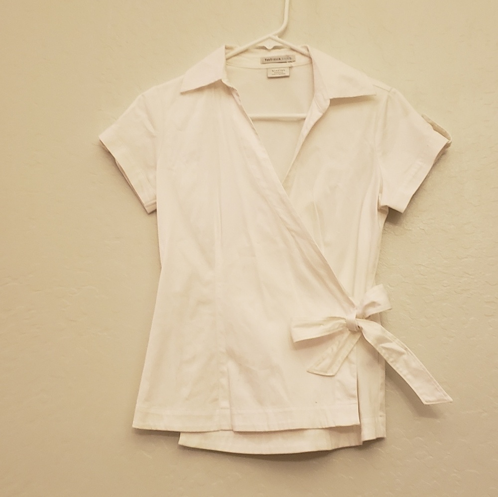 White Collared Shirt with Side Tie